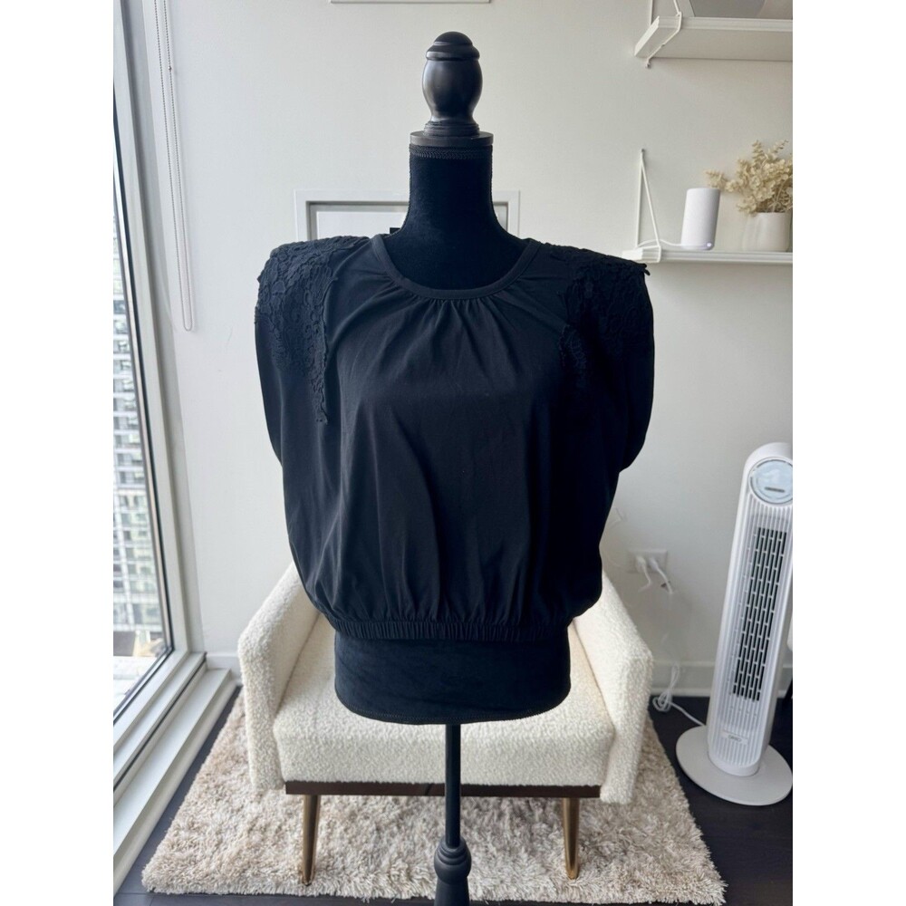 Express Black Embroidered Sleeveless Banded Tank Size Large NWT!